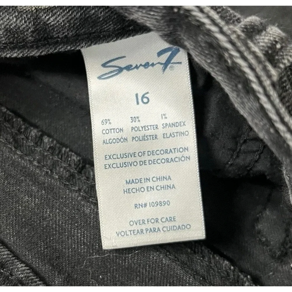 Seven7‎ Denim Shorts Black Distressed Raw Hem Cut Off Stretch Womens Size 16